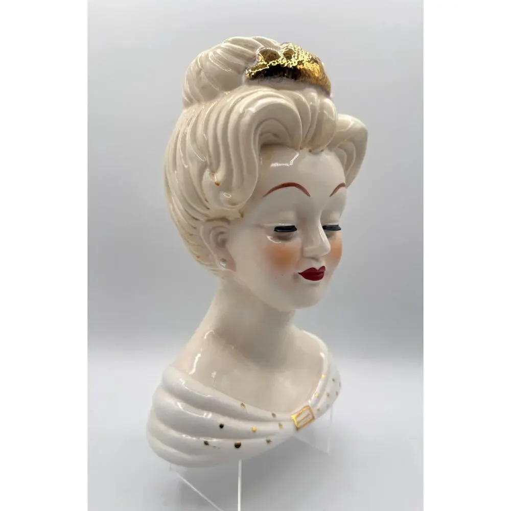 Vintage Princess Grace Porcelain Lady Head Vase-XL 10in